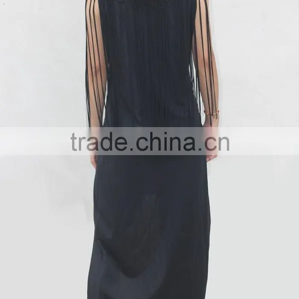 Top Quality Women Fashion Swallow Tail Dress,professional Design Ladies Casual Dresses With Fringe photo-3