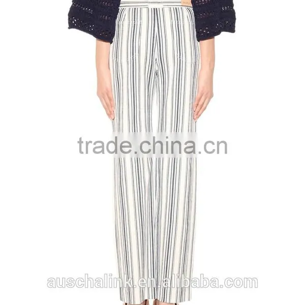 OEM Service New Style Woman Fashion Stripe Linen Trousers photo-2