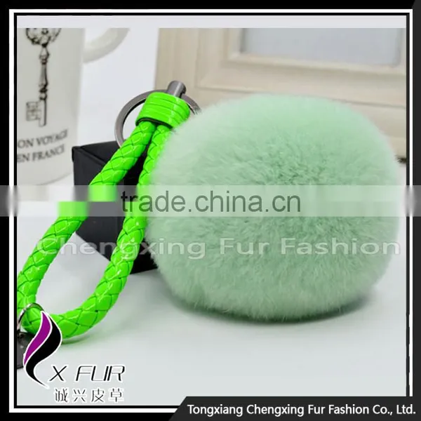 CX-R-24 Rabbit Fur Pom Pom Promotional Gift Fur Ball Keychain Mobile Phone Strap photo-3