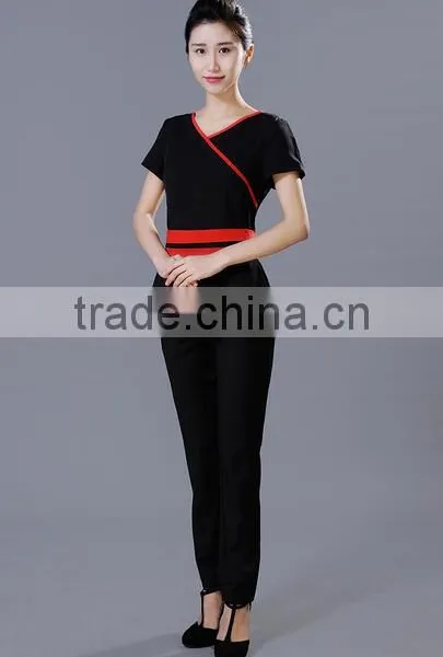 Custom Juqian Brand Chantilly Cotton and Polyester Mix Beauty SPA Uniform Suit photo-6