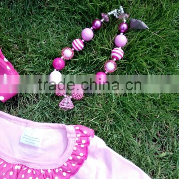 Pink Girls Dress New Design Ruffle Dress Clothes 100%cotton Cute Owl Children Kids Clothes With Matching Necklace and Headband photo-2