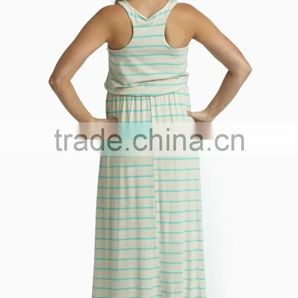 Comfortable Fit Round Neck Stripe Maternity Maxi Dress Wholesale Maternity Clothes 2016 photo-3
