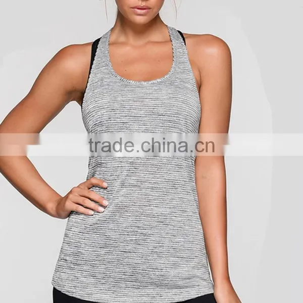 Hot Sale Fitted Long Tank Gym Singlets Body Building Wear Womens Yoga Tank photo-3