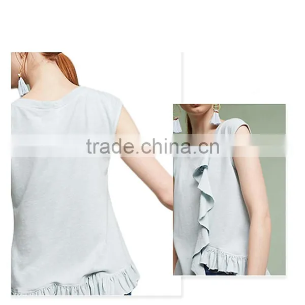 2017 Fashion Women Patchwork Solid Sleeveless T-shirt photo-2