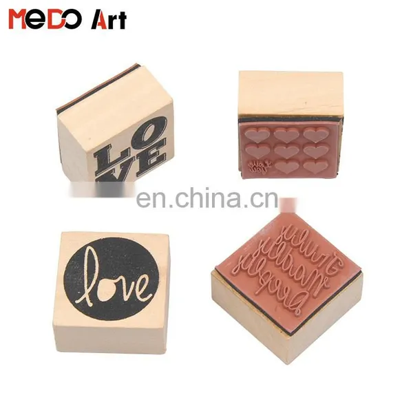 Box Package DIY Creative Rubber Wooden Handle Love Stamp Set of 4 photo-4