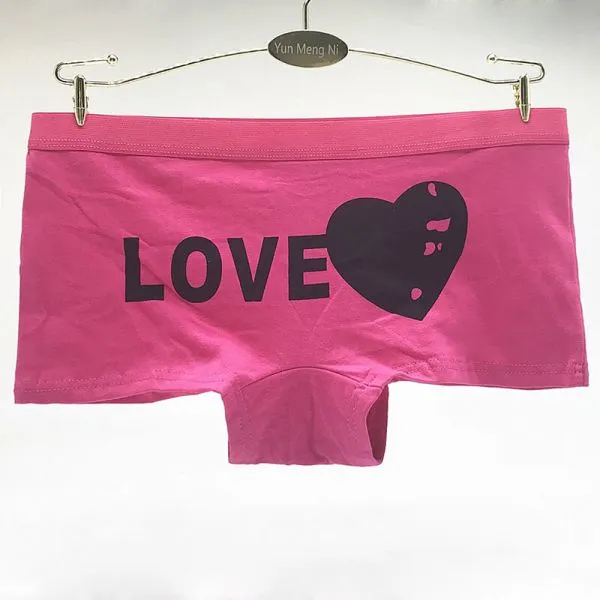 (MOQ 12pcs) Yun Meng Ni Sexy Underwear Love Heart Printed Women's Boyshorts Cotton Women Boxer Lingerie photo-4