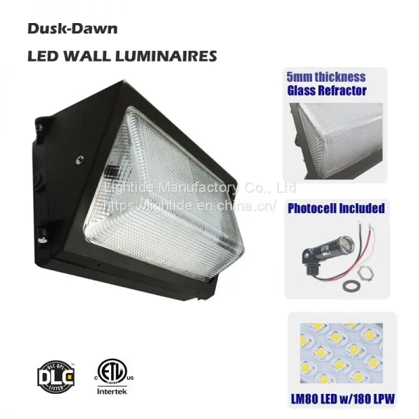 Wall Pack LED Lights With Photocell, Outdoor Security Area Lighting, Dusk to Dawn, DLC Qualified, 60W, 7200LM, 150W MH Equivalent photo-2