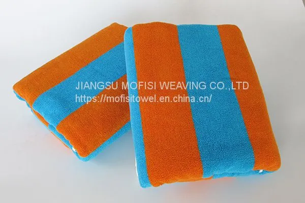 Blue and Orange Color Stripe 100% Cotton Beach Pool Towel photo-4