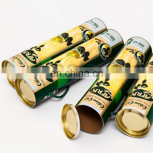 Cylinder Paper Cardboard Box Olive Oil Packaging With Handle photo-3