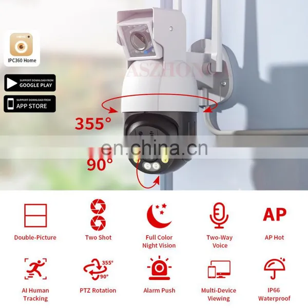 Dual-lens Camera Bullet and PTZ 2-in-1 Home Security IP Network CCTV 1080P Wireless WiFi Camera Outdoor Waterproof 2-way Audio photo-3