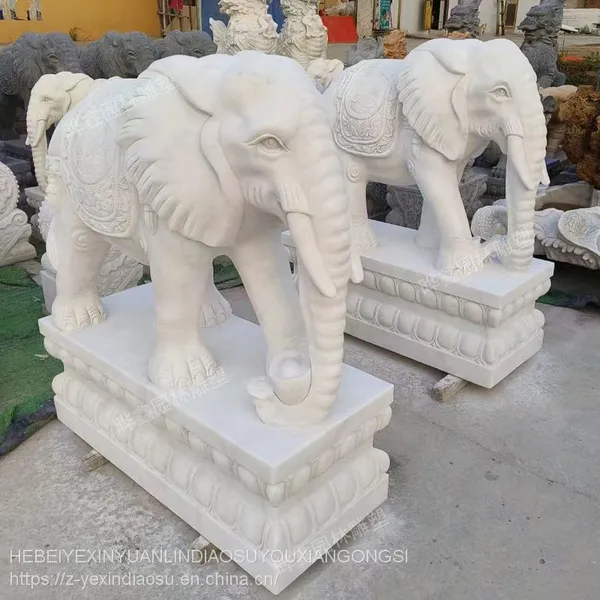 Stone Carving Elephant Manufacturer, White Jade Carving Elephant Ornaments, Direct Sales, Stone Carving Animal Carving photo-3