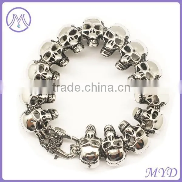 Stainless Steel Men Skull Bracelet With Silver Plating photo-2