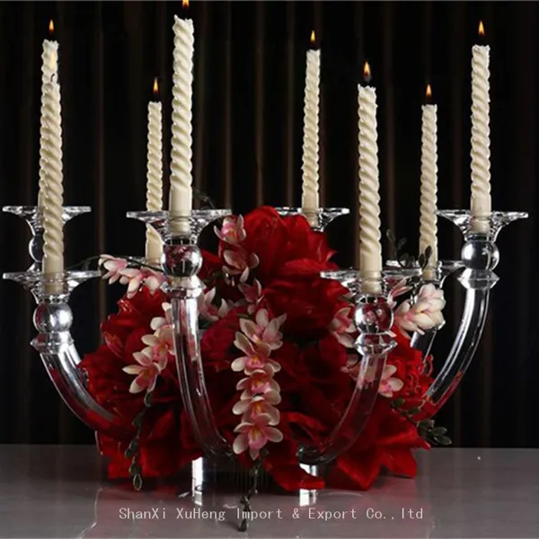 8 Heads Glass Candlestick Crystal Candelabra Candle Holders For Wedding Centerpiece