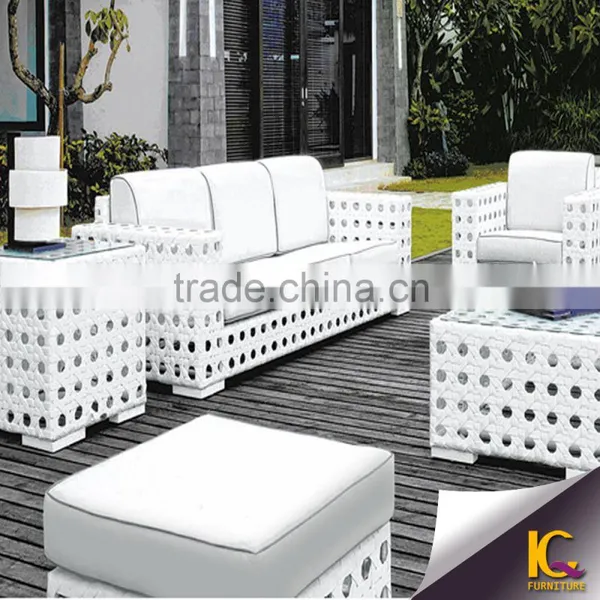 Luxury Outdoor Furniture Garden Cheap Rattan Leisure Sofa Set With Red Cushion photo-6