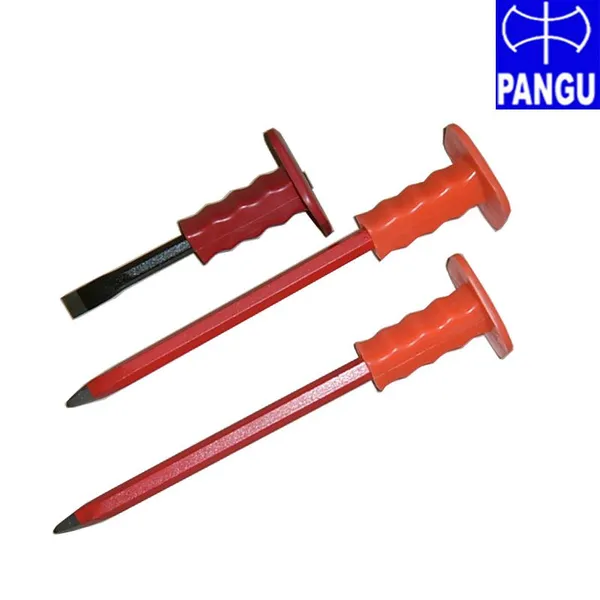 Industry Masonry Chisel With Hand Guard, 12 Inches Heavy Duty Flat End Rock Concrete Mortar Stone Chisel For Demolishing Carving Splitting photo-2