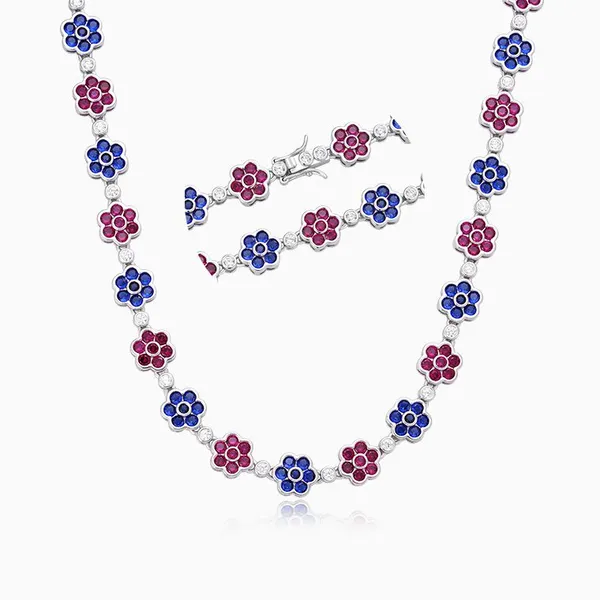 Shining Star Jewelry Iced Out Chain Wholesale Multi Color Flower Tennis Necklace photo-3