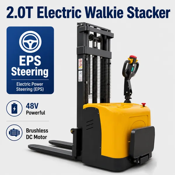 Electric Stacker Truck Pallet Lift Stacker Capacity 1500/2000kg Full Electric Forklift in Warehouse photo-2