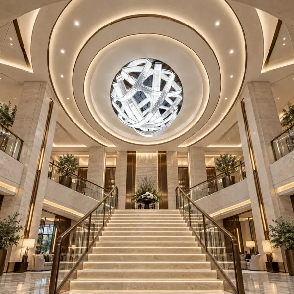 Woven LED Globe Chandelier for Hotel Atrium