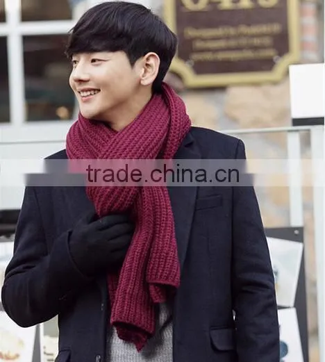 New Korea Fashion Winter Plain Acrylic Crochet Unisex Woman Man Ladies Knitted Scarf photo-2