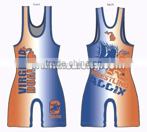 Low Price Sleeveless Youth Cheap Sublimated Wrestling Singlets for Sale Quality Choice photo-2