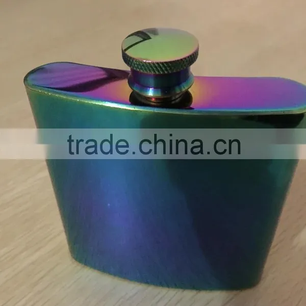 Hip Flask Stainless Steel Flasks Rainbow Iridescent Gold Flask photo-2