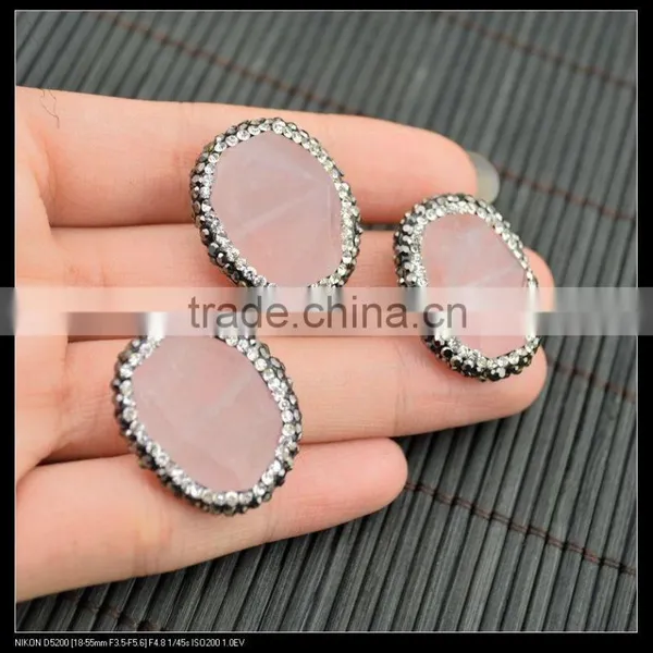 Wholesale LFD-0032B Natural Druzy Agate Pave Rhinestone Crystal Connector Beads For Making Bracelet Jewelry Finding photo-4