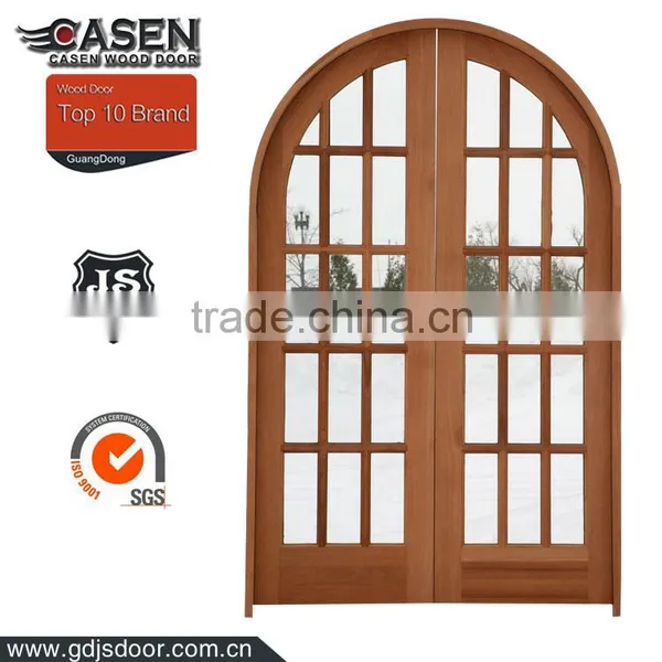 Interior Arched Top Pine Wood Door With Frosted Glass Insert photo-2