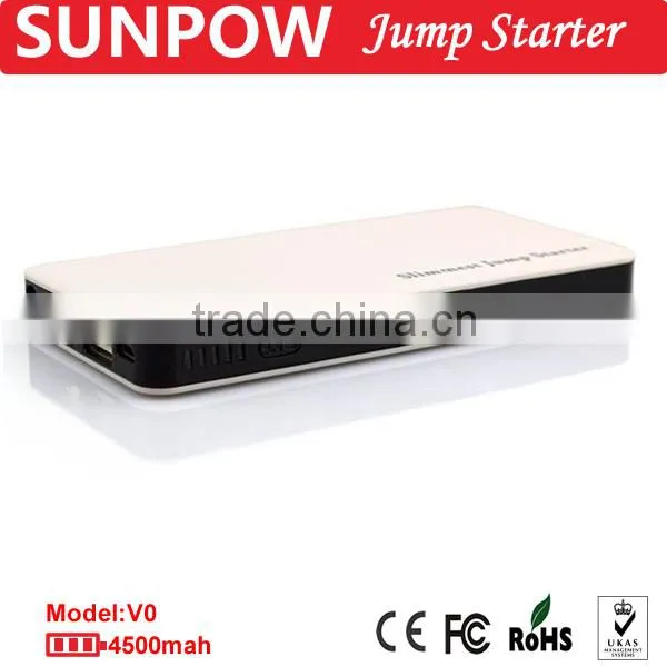 Sunpow 4500mAh Ultrathin and Slimmest 12v Car Jump Starter Mobile Power Bank Battery Booster With Air Compressor
