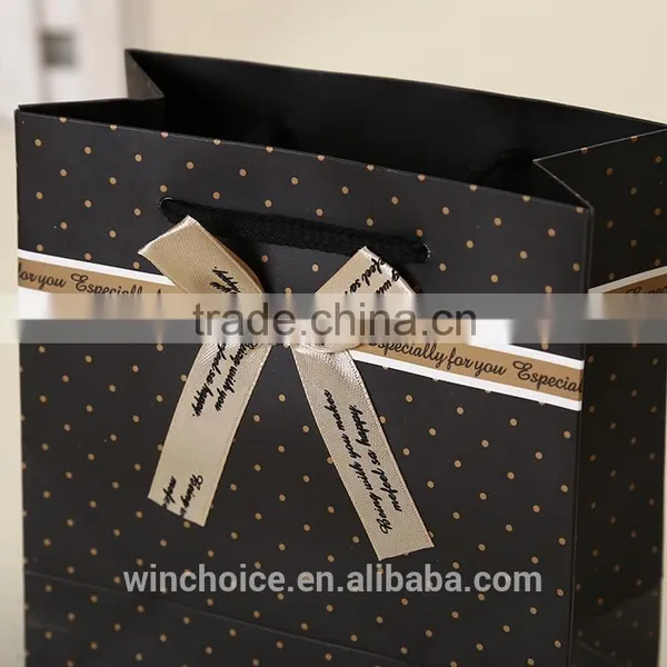 Ivory Board /art Paper Bag ,shopping Bags,promotion Bag ,cotton Rope Handle , Customized Printing is Welcome,with Bow-knot Decor photo-2