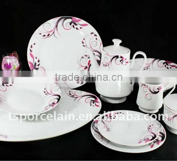 China Wholesale Latest Dress Designs47 Pcs Decal Porcelain Dinnerware Set photo-3