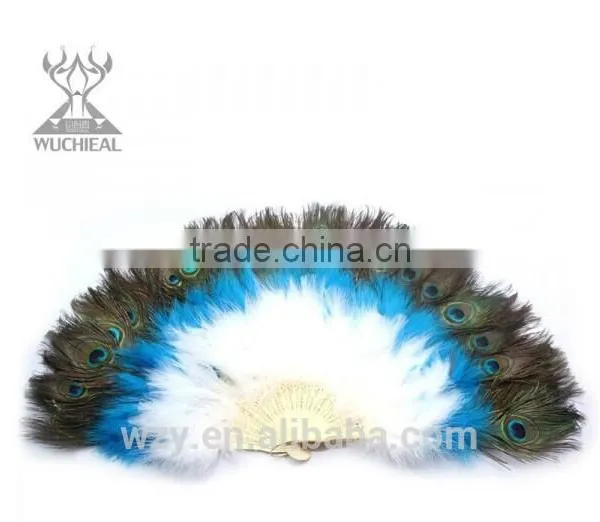 Turkey Feather and Peacock Feather Belly Dance Feather Hand Fans photo-6