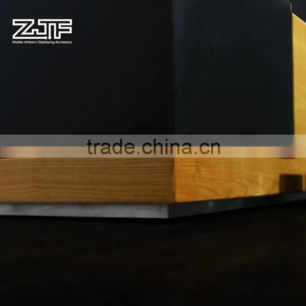 ZJF Black Leather Shoe Stool in Design Retail Wooden Trying Stool photo-4