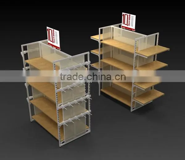 Retail Store Stationary Pos Display Stand With Metal and Wooden Haning Display Stand photo-3