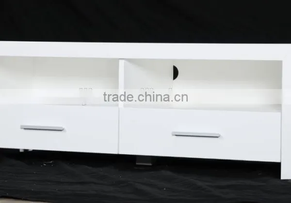 White Modern Solid Wood 2 Drawers TV Cabinet With Showcase