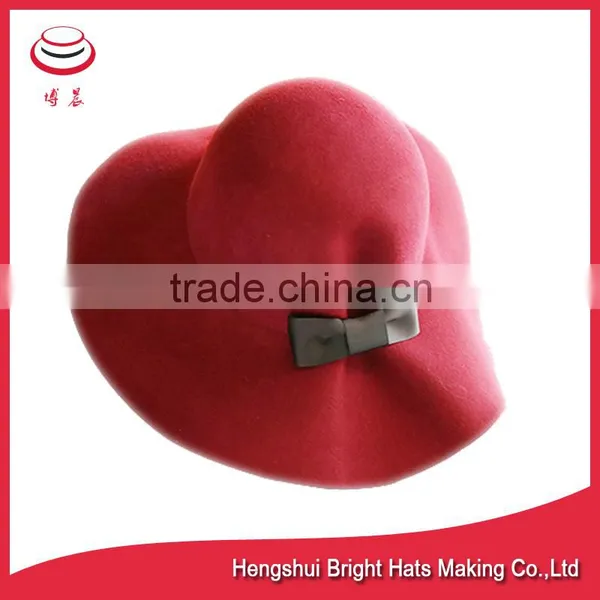 Women / Lady Floppy Wool Felt Hats With Flower photo-2