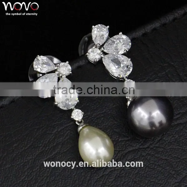 2016 New Model Silver Zirconia Earrings Jewelery Latest Design Of Pearl Earrings photo-3