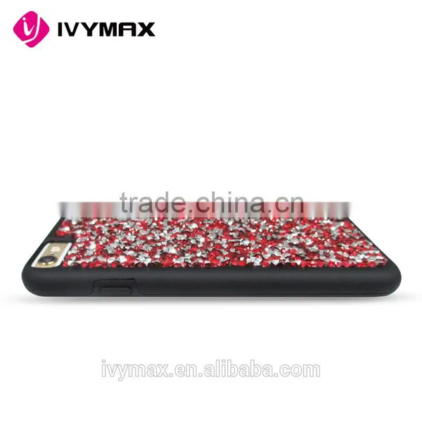 IVYMAX Red Mini Crystals Rhinestones Desire Candy Skin Cover With Soft TPU Frame For Iphone 6s Phone Case Supplier's Choice photo-4