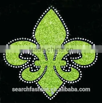 Hot Fix Glitter Transfer Peace Logo Rhinestones Iron on T-shirts