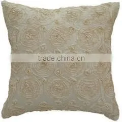 24x24 Inch Cream Color Solid Floral Bouquet Throw Pillow Cover
