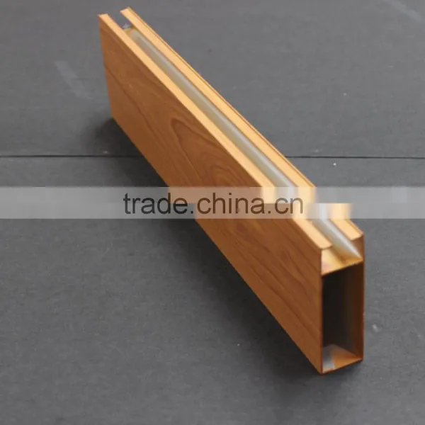 Heat Transfer Wood Grain Metal Suspended Linear Ceiling Aluminum Square Tube Screen Ceiling Tiles photo-6