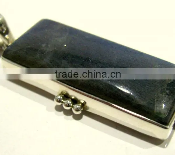 Labradorite Rectangle Cabochon Natural Gemstone Pendant, 925 Solid Sterling Silver Pendants, Designer Bezel Pendant photo-2