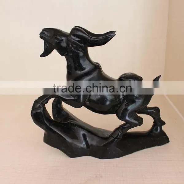 Natural Rock Black Obsidian Crystal Carving Sheep photo-3