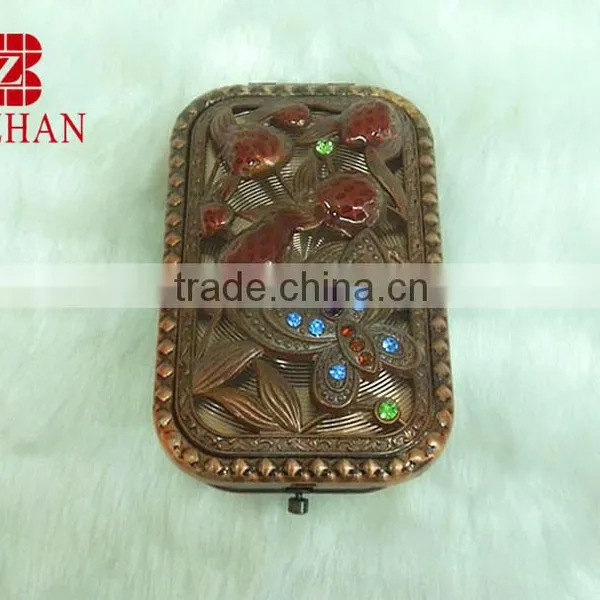 Butterfly Rhinestone Makeup Mirror/red Bronze Pocket Mirror/butterfly Rhinestone Cosmetic Mirror photo-2