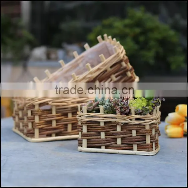 Handled Colorful Weaving Large Wicker Baskets photo-3