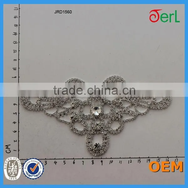 Wholesale Charming Crystal Silver Lady Rhinestone Lace Motif Sewed on Wedding Dress photo-4