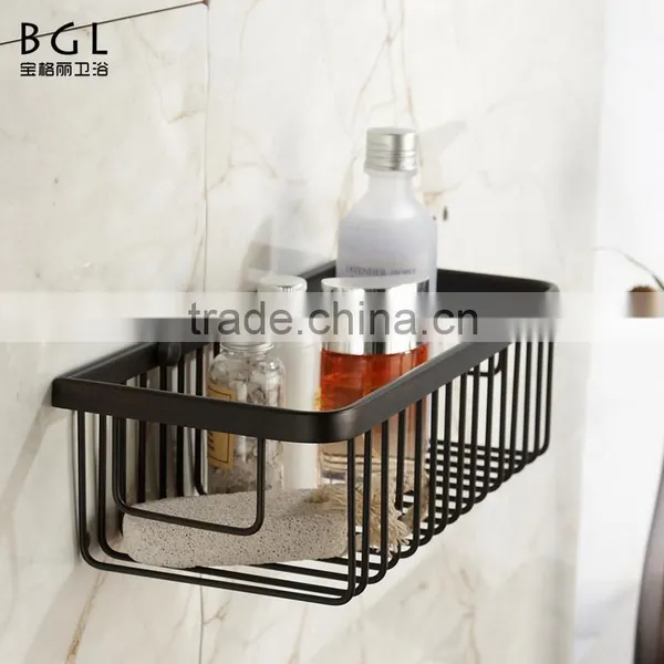 Wall Mounted Bathroom Accessories ORB Finishing Brass Storage Basket photo-2