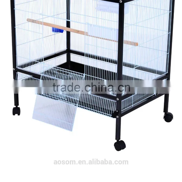 Pawhut 54"H Black/White Bird Flight Cage Stand photo-5