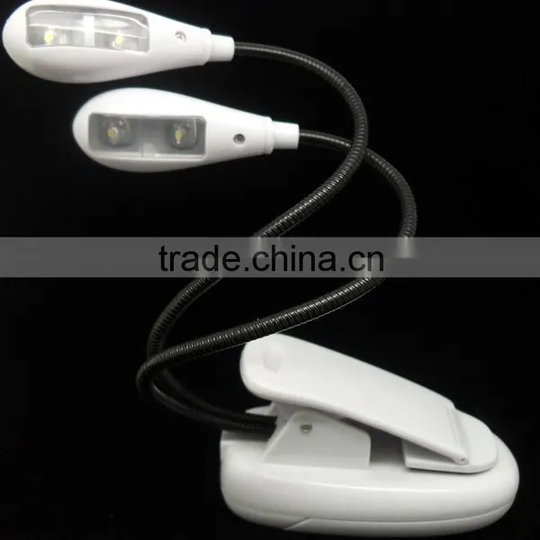 Gooseneck 4 LED Flexible Eye Care Dimmable Clip LED Book Light Dual Head Rechargeable Emergency Light photo-4