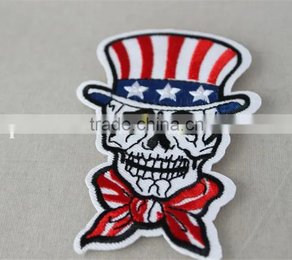 Lovely Design Person Skull Pattern Patches Polyerster Embroidery Fabric Patch Trim Red and White Color for Wholesale photo-2