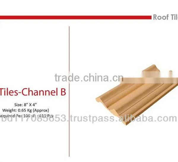 Roof Tiles-Channel B/ Clay/ Beige Color/ Eco Friendly/ Heat Insulation/ Water Resistance/ Cooler Temperature